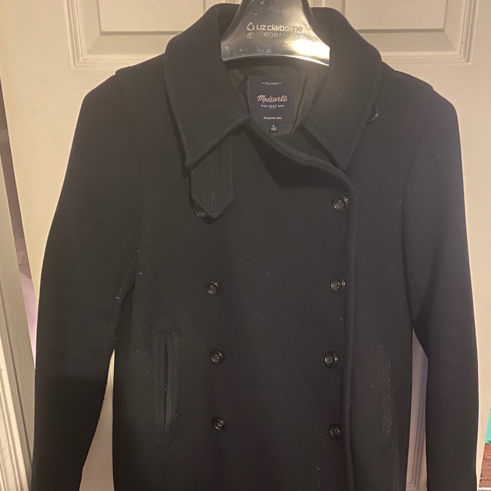 Madewell Navy Blue Wool Swing Coat